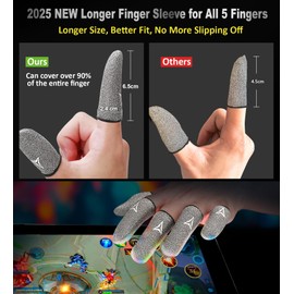 Professional Pure Silver Fiber Finger Sleeves Gloves for Mobile Gaming