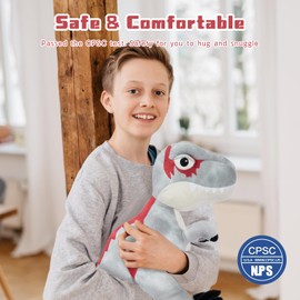 20-Inch Big Standing Dinosaur Stuffed Animal with Weighted Feet, T-Rex Stuffed Dinosaur Plush Toy for Boys & Dino Lovers, Giant Dino Plush for Christmas, Birthday, Party and Decor