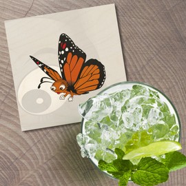 Unbranded Funny Butterfly Animal 4'' X 4'' Square Wooden Coaster