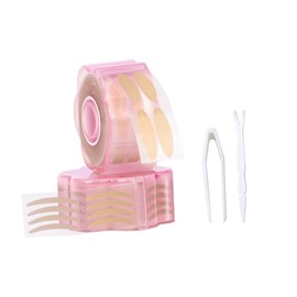 Healvian 1Set Traceless Double Eyelid Tapes with Fork Tweezer Invisible Eyelid Stickers for Natural Eye Makeup Comfortable and Easy to Use for Enhancing Eye Beauty Pink