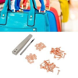 Brass Rivets and Burrs Kit, Hand Made DIY, Easy To Install, with Brass Rivets and Burrs Kit, for Belts Wallets Collars Leather, with Rivet Fixing Machine (Style A) (Style C)