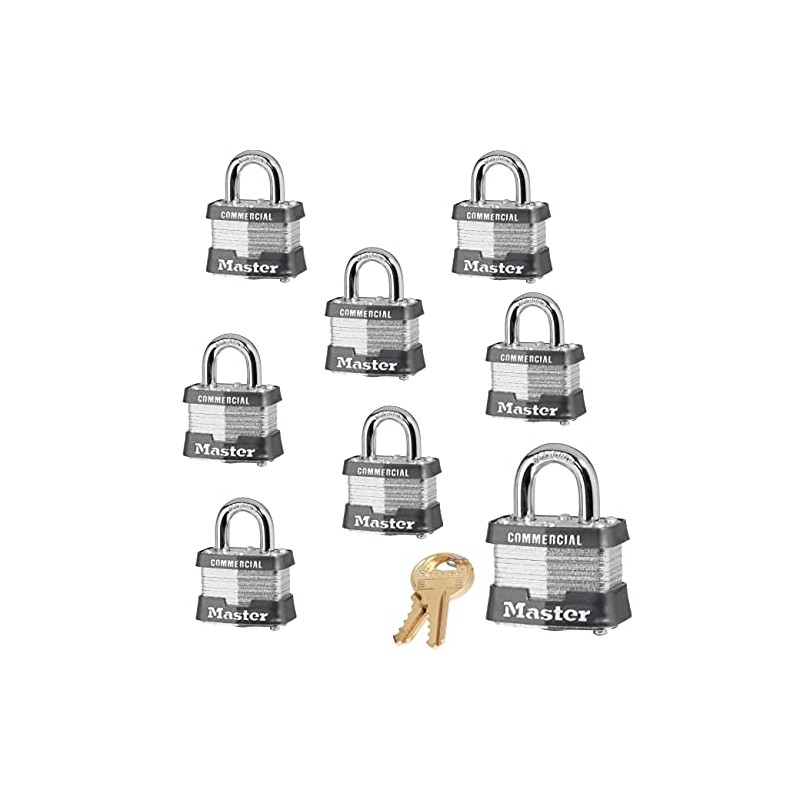 Master Lock - Eight (8) Keyed Alike Locks 3NKA-8 w/BumpStop