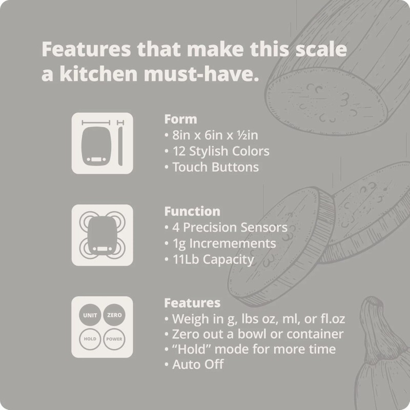 Greater Goods Digital Kitchen Scale - Cooking, Baking, Meal and