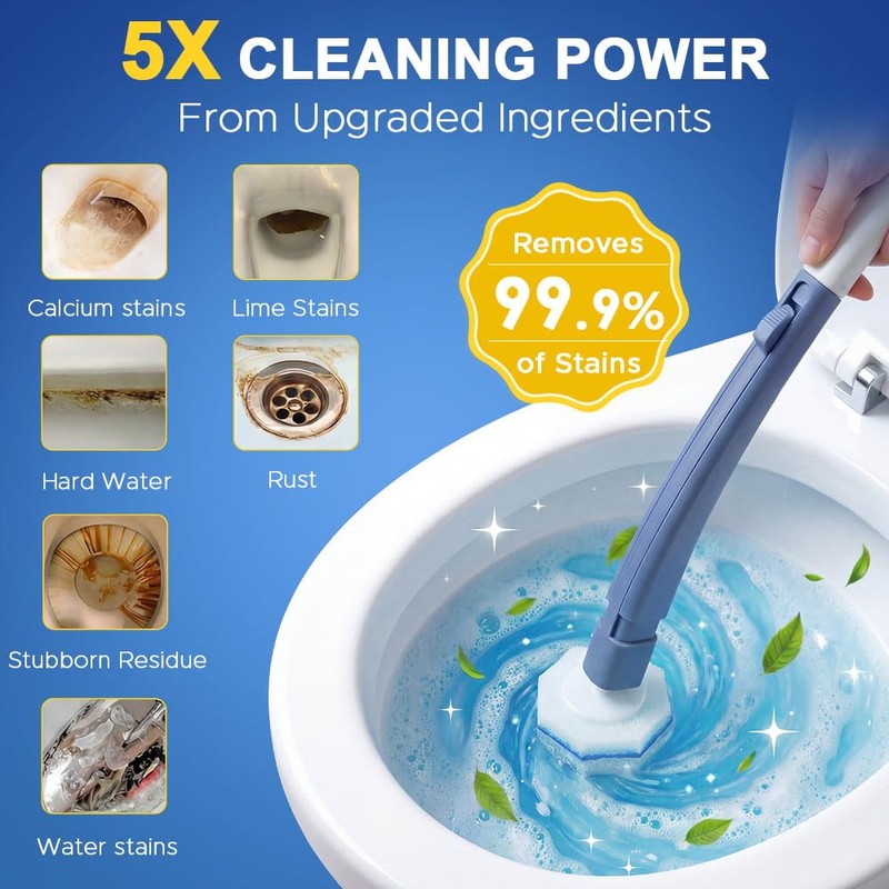 ROUNDSQUARE Disposable Toilet Bowl Cleaner with 12 Disinfecting 5X Power