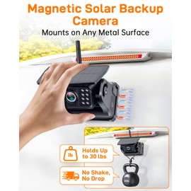 Wireless Solar Backup Camera for Trailer: Long-Range Signal Magnetic Backup Camera for Travel Trailer 7-Inch DVR Monitor 1080P HD Night Vision by Rohent - A70