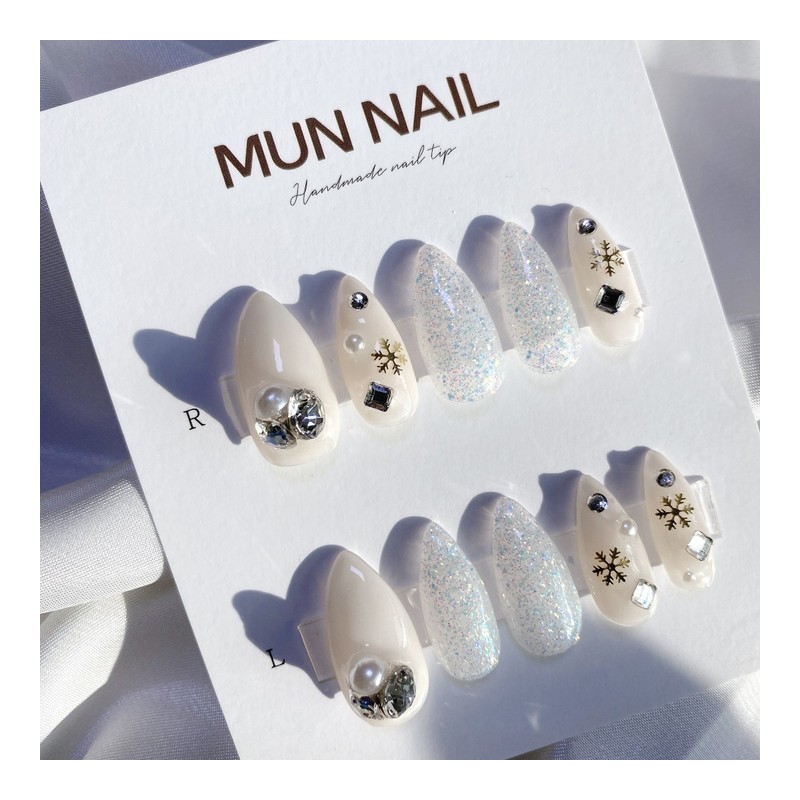 MunNail Snowflake Nail Tips - Square / MunNail 눈꽃송이 네일팁