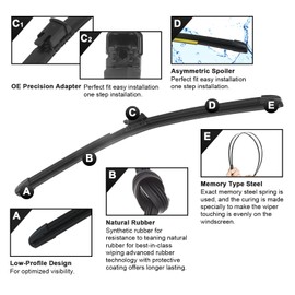 24"+20" Sprayer Wiper Blades Automotive Front Windshield Wipers Replacement for Volvo S60 III Volvo V60 II 2019-2024,Not heating Easy DIY Install with 1 Pcs Car Wash Towel