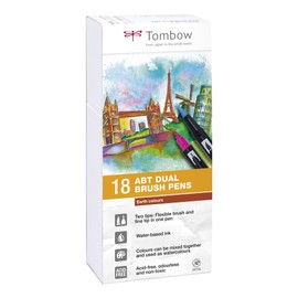 Tombow ABT Dual Brush Pen - Earth Colours (Pack of 18)