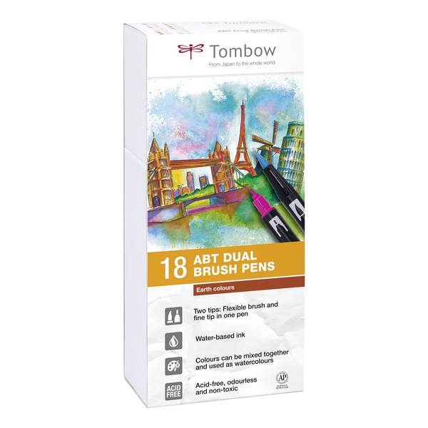 Tombow ABT Dual Brush Pen - Earth Colours (Pack of