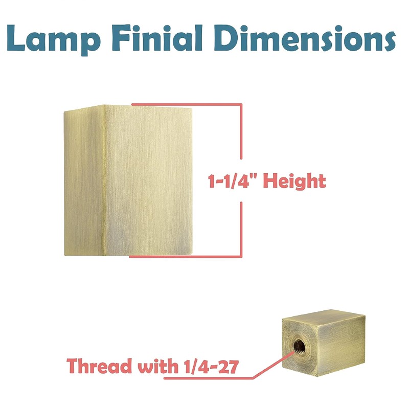 Aspen Creative 24031-42, Rectangular Cube Finial for Lamp Shade, Steel