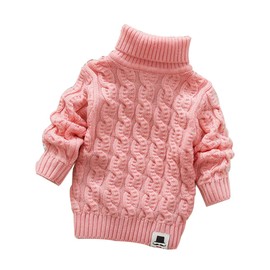 MODNTOGA Toddler Baby Boys Girls Knit Sweaters Cable Turtleneck High Collar Fall Winter Soft Warm Sweater Pullover Tops(Pink,2-3T)