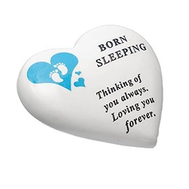 Widdle Gifts Ltd Baby Graveside Memorial Heart Ornament Footprints - Born Sleeping - Blue/Boy 2482