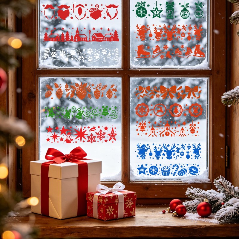 SRIZIAN 24pcs Christmas Painting Stencils for Crafts Reusable