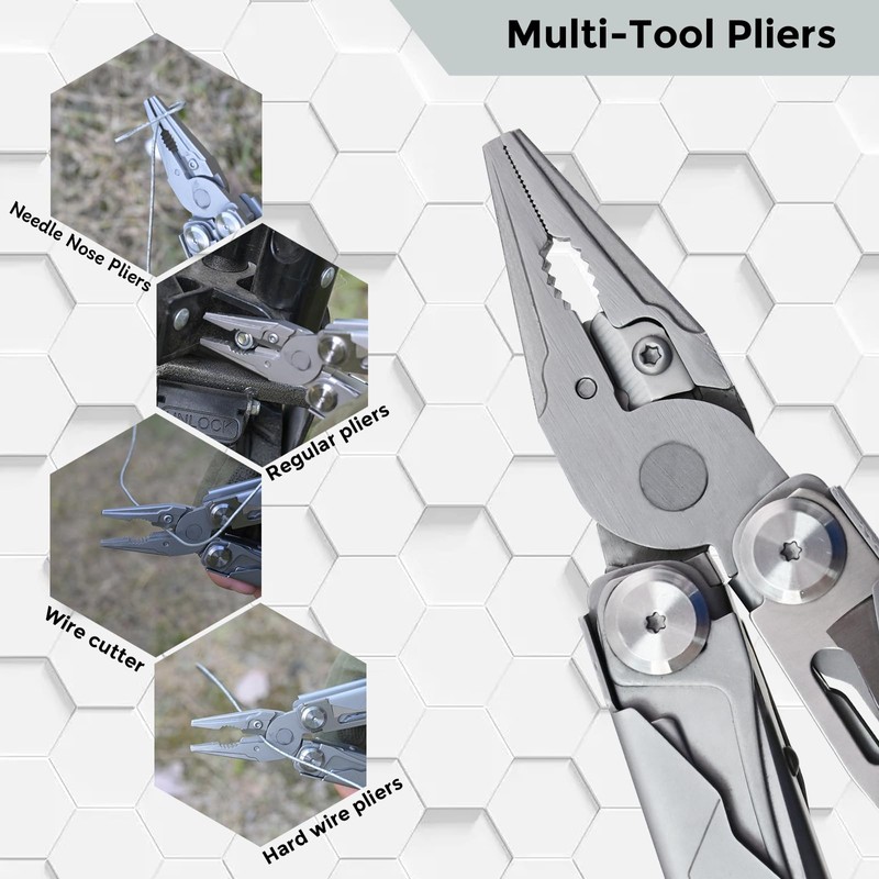 Multitool with Pocket Knife, 25-in-1 Stainless Steel Pliers and Screwdriver,