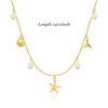 Gold Charm Necklace for Women Seashell Starfish Pearl Charms Beach