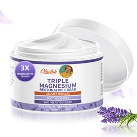 OLACLUK Magnesium Lotion for Sleep, Topical Triple Magnesium Cream for Legs, Feet, and Body Clam, Nighttime Lavender Lotion for Sleep, Deep Moisturizing Supplement for Kids & Adults (4 oz, Lavender)