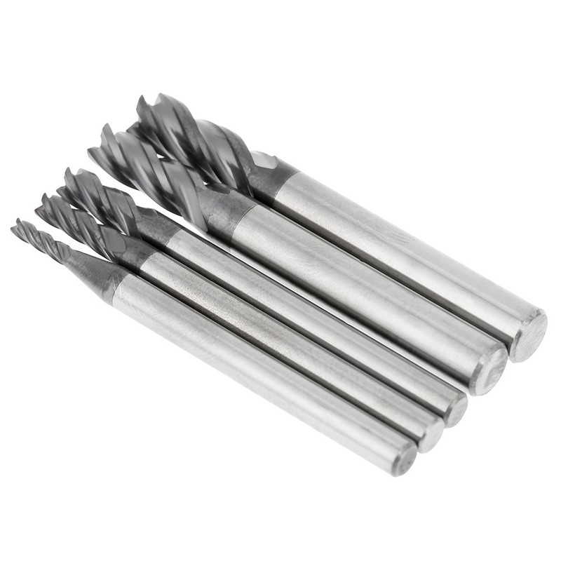 FTVOGUE 5pcs 4-Flute Drill, Milling Tools Milling Cutter End Mills