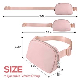 Fanny Packs Anti Theft for Women Travel, Small Everywhere Belt Bag for Cross Body, Cute Waist Pack with Adjustable Strap & Back Pocket for Teens Vacation, Workout - Pink