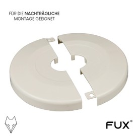 FUX Pack of 2 Single Heating Pipe Rosette Extra Large Outer Diameter 85 mm, Inner Diameter 10 mm - 43 mm, Heating, Pipe Cover, Cover Rosettes, Trim, Radiator Rosettes (22 mm, Cream White RAL 9001)