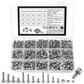 608 Piece M3 M4 M5 Screws Set, Phillips Screws with Nuts Set, Pan Head Screws Nuts Set with Washers Set, Round Head Screws Thread Screws Set, Machine Screws Assortment Set