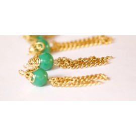 Vintage Jade Green Acrylic Bead Tassel Drops Pendants pnd160B