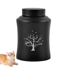 Amexo Stainless Steel Pet Urn Portable Pet Cremation Urns Burials for Dogs Cats Cat Urns for Home Memorial Urn Suitable for Dogs Cats and Other Small Animals (Black)
