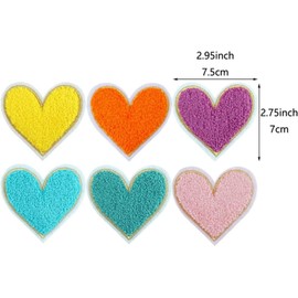 12 PCS Golden Edges Lightning Iron On Patch Bolt Patch Chenille Embroidery Patche Sew On Patch for DIY Hats Bags Clothes (Love Heart)