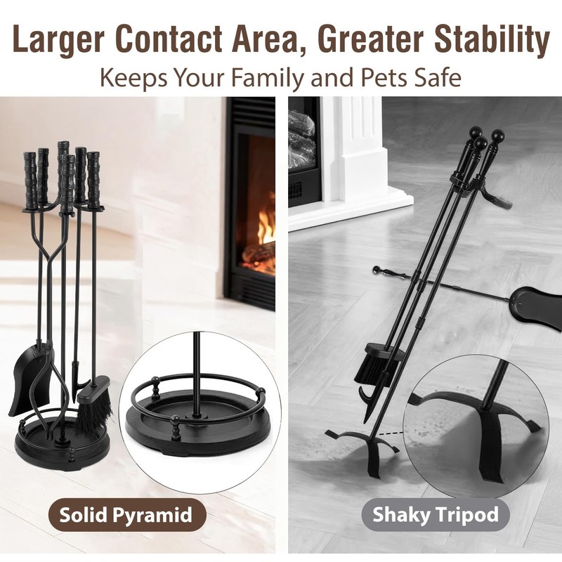 AMAGABELI GARDEN & HOME 5 Pieces Fireplace Tools Sets Wrought