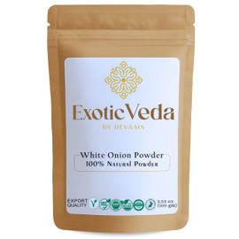 Exotic Veda White Onion Powder 100g (3.53oz) | Pure & Natural | Non-GMO, Vegan, Gluten-Free | No Preservatives | Dehydrated Onion Powder for Cooking, Seasoning, Soups, Sauces, Curries, Dips & Spice Blends