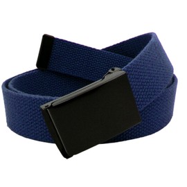 Build A Belt 1.25" Wide Black Flip Top Military Belt Buckle with Canvas Web Belt (Mens X-Large Navy Blue)