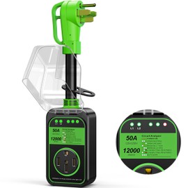 MILLIONHOME RV Surge Protector 50 Amp Waterproof, Upgraded 12000 J RV Power Surge Protector, Adapter Plug for RV Camper, Circuit Analyzer for Travel Trailers with Full Protection(Green)