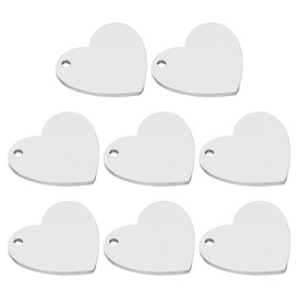 PATIKIL 8pcs Heart Charm, 17mm Heart Pendant Metal Stamping Blanks Tags Stainless Steel Blank Stamping Tags Pendant Plate for Laser Engraving,Silver Tone