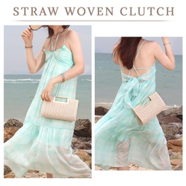 LHHMZ Top Handle Straw Clutch for Women Summer Straw Evening Bag Raffia Shoulder Bag Woven Beach Handbags