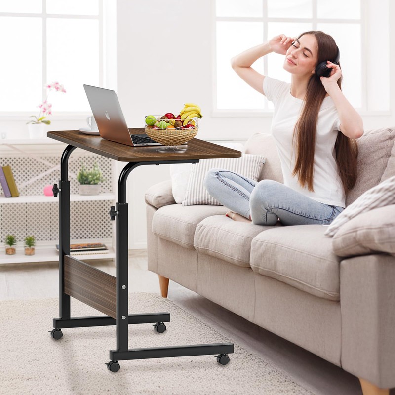 ZephyPaws Mobile Side Table, 31.5 Inch Adjustable Sofa TV Tray