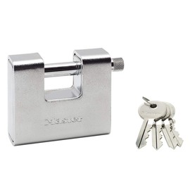 Master Lock 680EURD Rectangular Zinc Padlock with Key, Grey, 8 x 9,5 x 2,9 cm