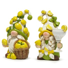 Lemon Gnomes Set 2 Lemon Decoration Summer Decorations for Home Resin Lemon Gnomes Figurines Decor for Farmhouse Kitchen Party Gifts