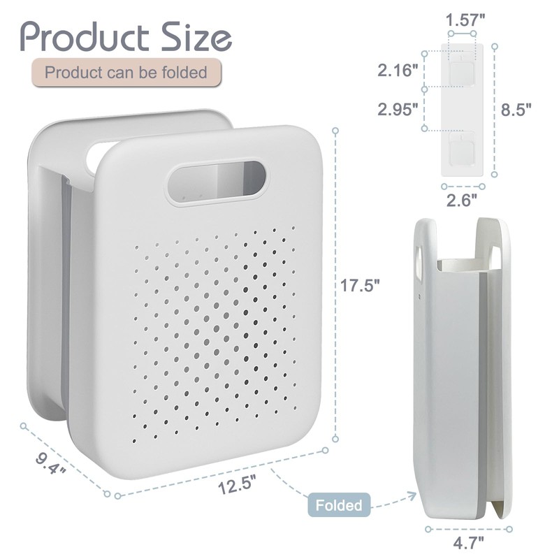 Goderewild Large Collapsible Laundry Basket, Space-Saving Wall-Mounted Hamper Organizer for