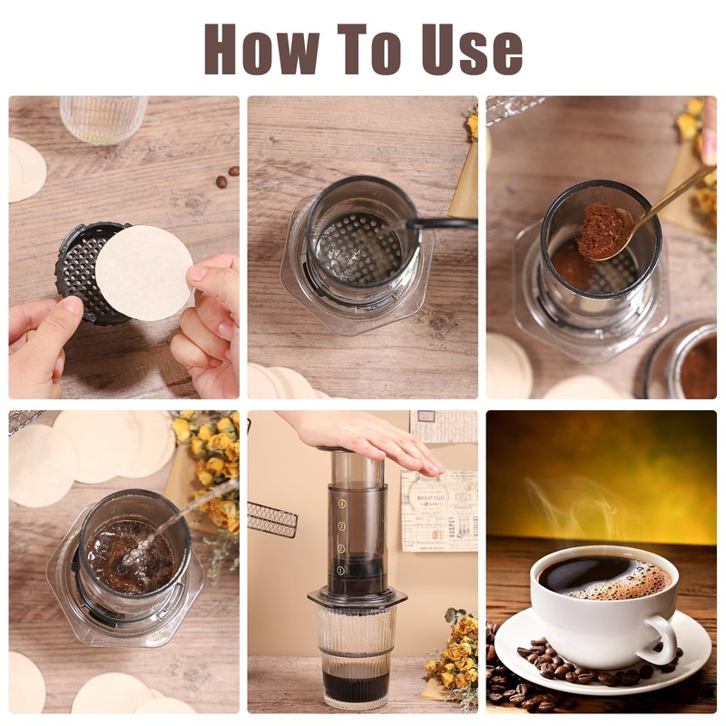 600 PCS Unbleached Coffee Filters compatible with Aeropress Coffee Maker