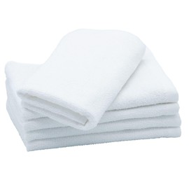 19inch Face Towel, White, Thin, Set of 5, 1.2 lbs (200 Monme), Quick Absorbent and Drying, 100% Cotton, 33.9 inches Long Size, For Facial Cleansing, Sauna, Gym, Sports Towel, Easy to Roll, For