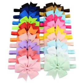 JOYOYO 20 Pcs Baby Bow Headbands Grosgrain Ribbon Bows 3 Inch Elastic Headbands with Hair Bows Headbands for Growing Babies, Toddlers, Little Girls