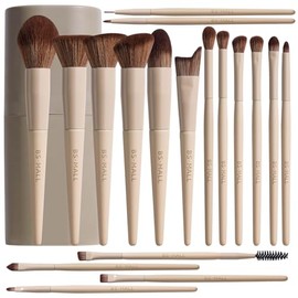 BS-MALL - Juego profesional de 18 brochas de maquillaje con cerdas de fibra sintética de alta calidad para bases, correctores de polvos, sombras de oj