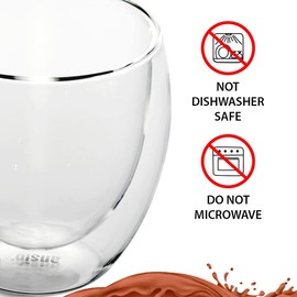 ANSIO Double Walled Thermo Coffee Cups 250ml- Food Grade Double Wall Glass - Lightweight and Durable Borosilicate Glass Cups Pack of 2 - Ideal for Hot and Cold Beverages