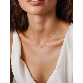 Necklace with Initials M Sterling Silver Women Letter Pendant Charms 26 A-Z Alphabet Collections for Sisters