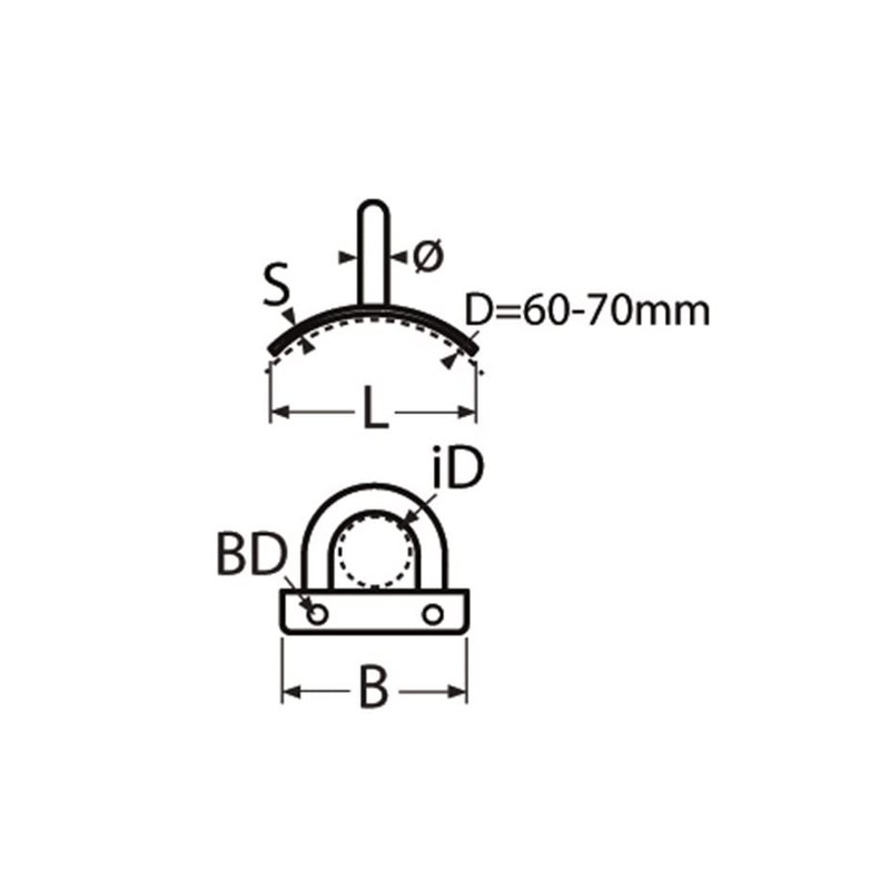 arced eye plate, horizontal, 51x39mm
