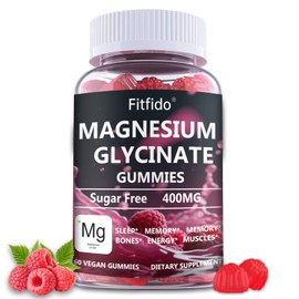 Gomitas de glicinato de magnesio de 400 mg, suplemento de magnesio masticable sin azúcar con glicinato de magnesio, malato de magnesio y proteína...  