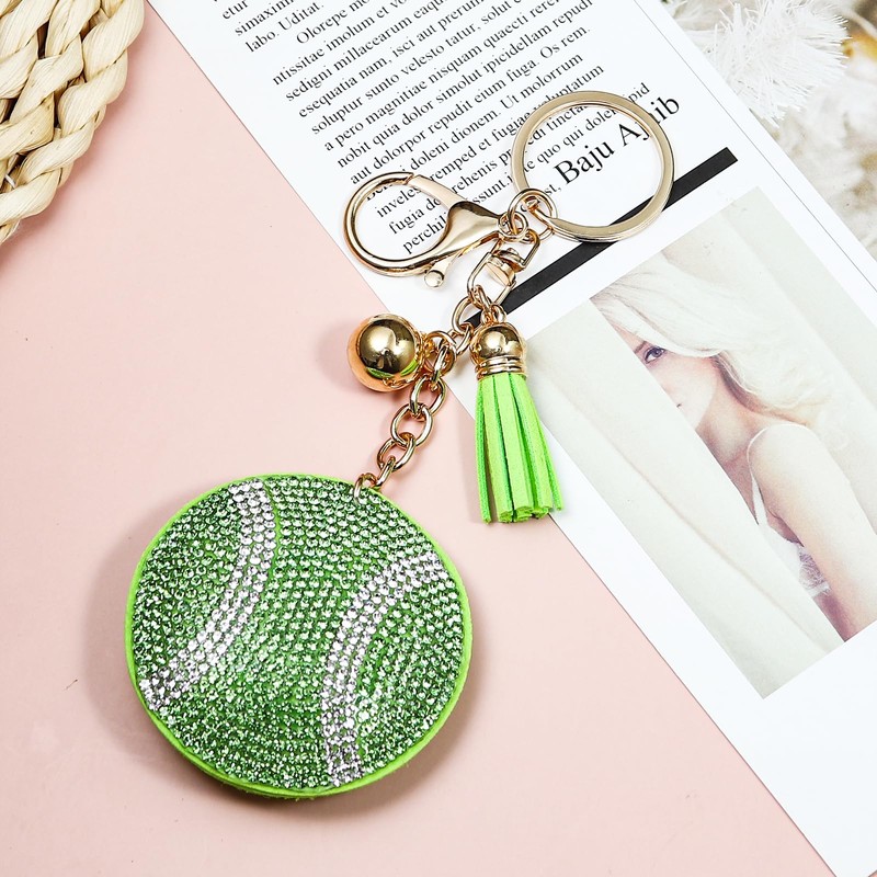 Rhinestone Baseball Keychain for Women and Men,Bling Sport Ball Keyring