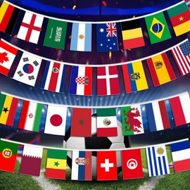 rhungift 200 Countries International World String Flags Banner 8" x 5" Set Small Mini National Bunting Flags,200 Flags for Olympic,Bar,Sports Clubs,School Festivals Decorations
