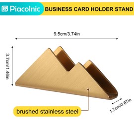 Piacolnic Set of 2 Business Card Stands, Stainless Steel Business Card Stand, Business Card Display, Silver Gold Business Card Holder, Business Card Stand, Stainless Steel Photo Holder, Wedding Table