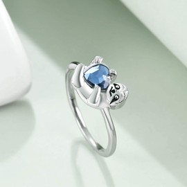YFN Sloth Gifts Sterling Silver Sloth Rings Heart Crystal Sloth Jewelry for Women(8)
