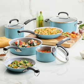 Farberware EcoAdvantage Ceramic Nonstick Cookware/Pots and Pans Set, 13 Piece, Aqua
